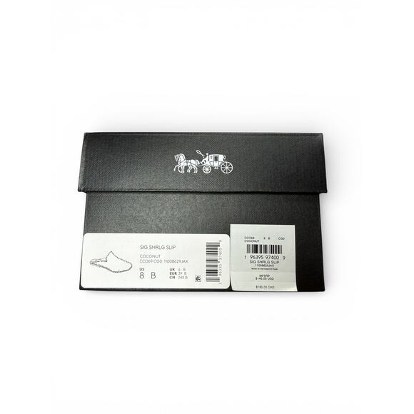 Coach SIG Sherling Slip Slippers Coconut Signature Print Women’s Size 8B New - Picture 5 of 5